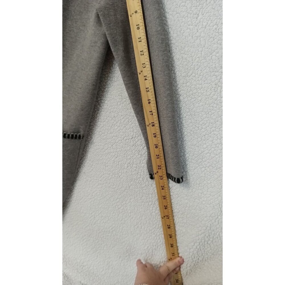 Magaschoni Open Front Cardigan Gray Black Trim Size S Long Midi Blazer Sweater - Picture 6 of 15